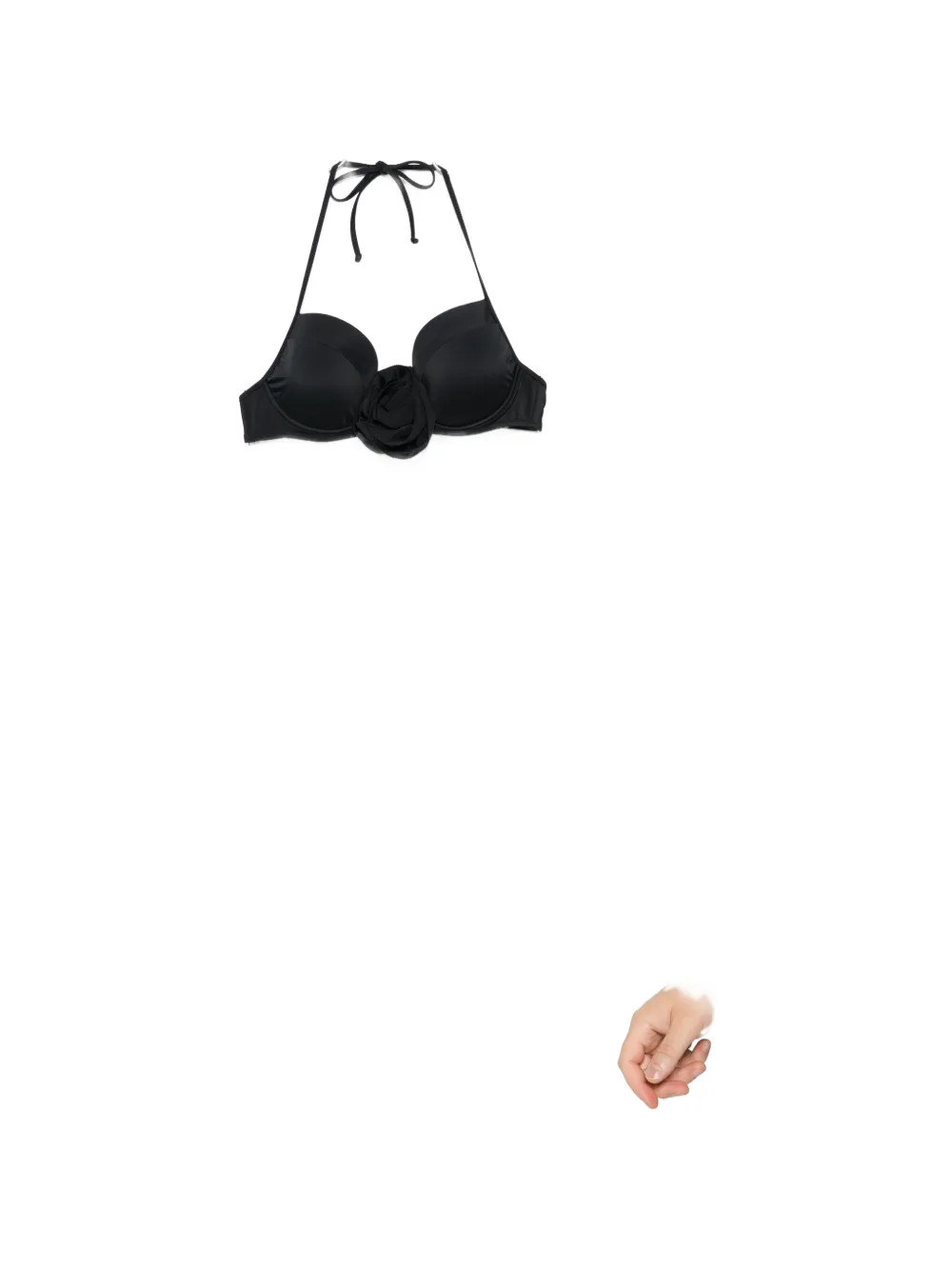 Moschino floral-appliqué halterneck bikini top - Schwarz