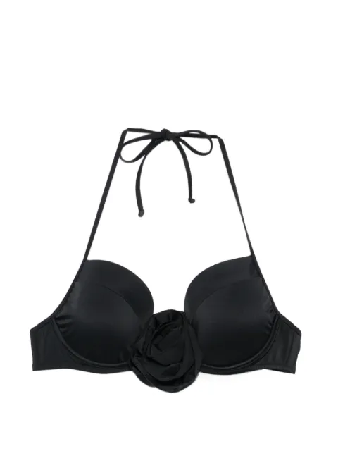 Moschino top de bikini con aplique floral y cuello halter