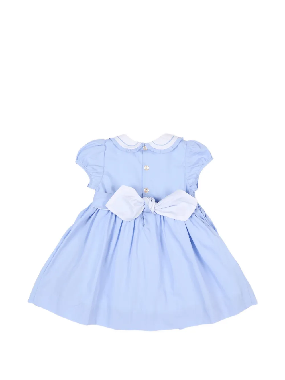  Kidiwi Vestido Fruncido Con Cuello Peter Pan - Azul 