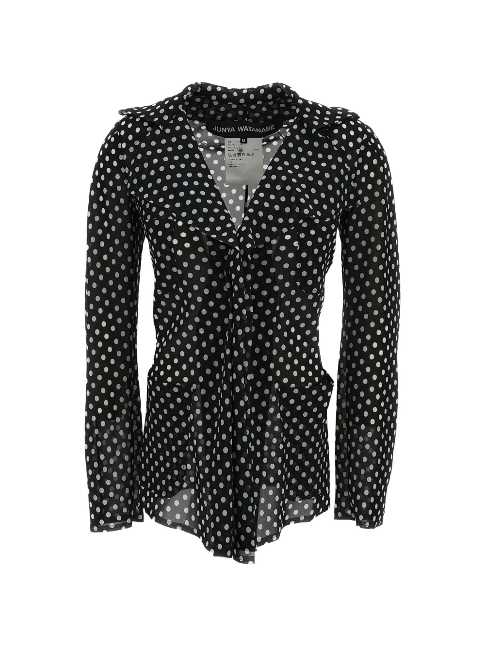 Junya Watanabe Polka-dot Sheer Shirt In Black