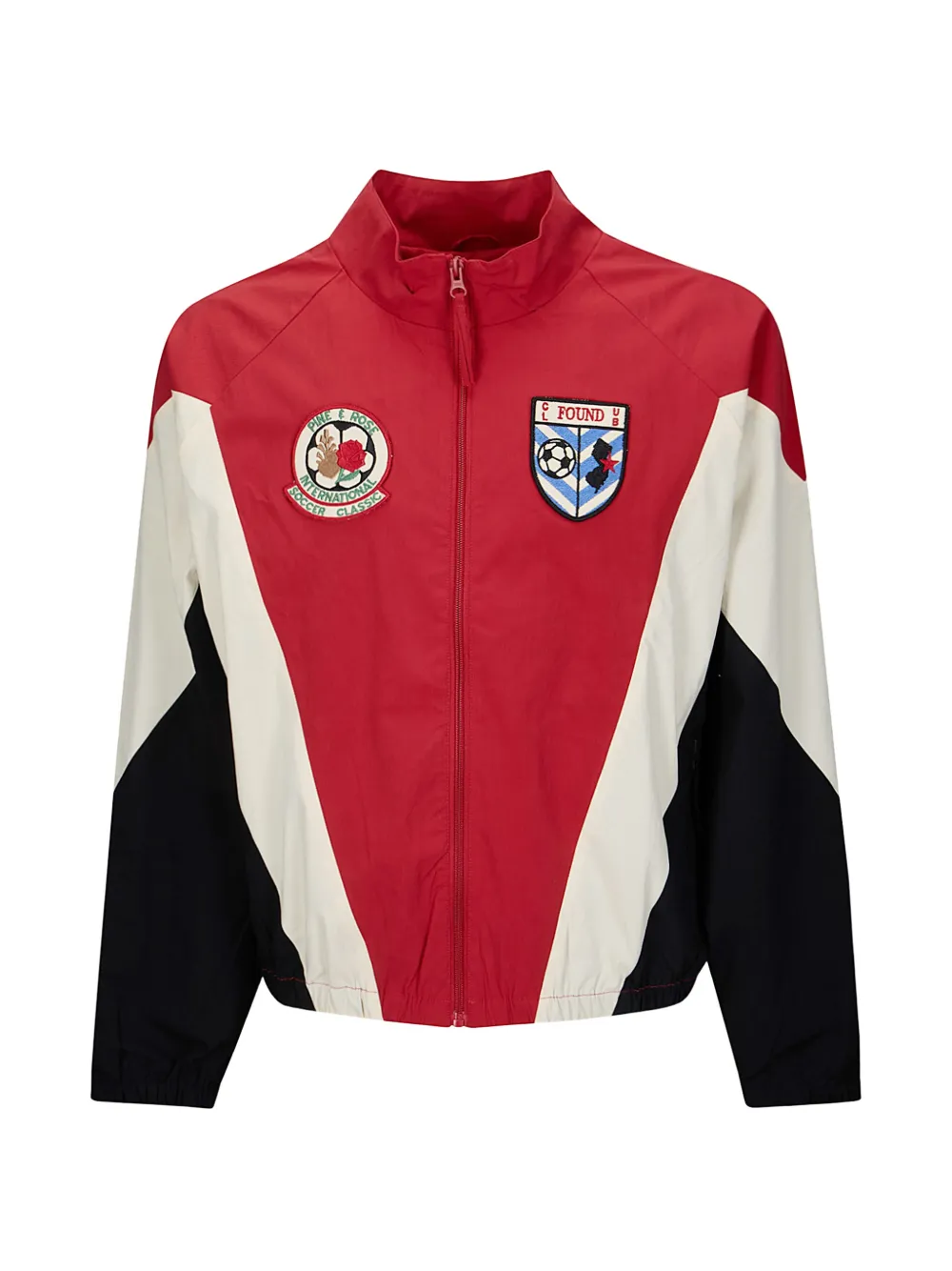FOUND colour-block embroidered jacket - Rosso