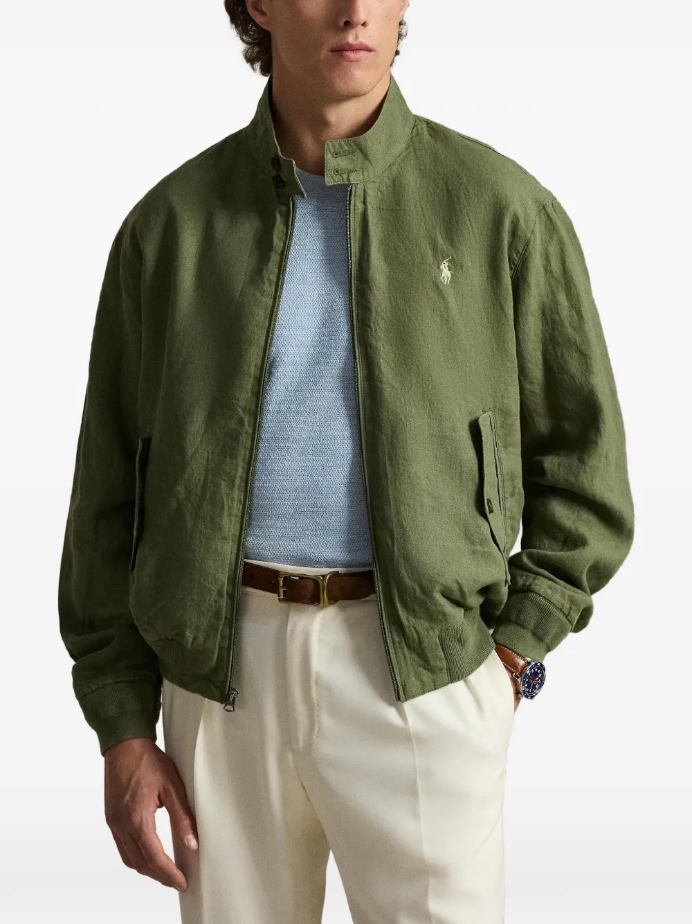Polo Ralph Lauren Bedford linnen jack met rits Groen