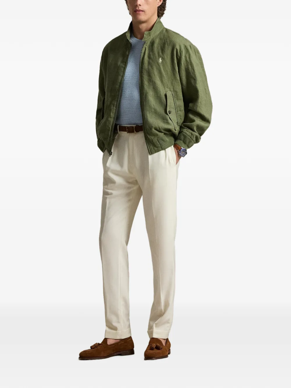 Polo Ralph Lauren Bedford linnen jack met rits Groen