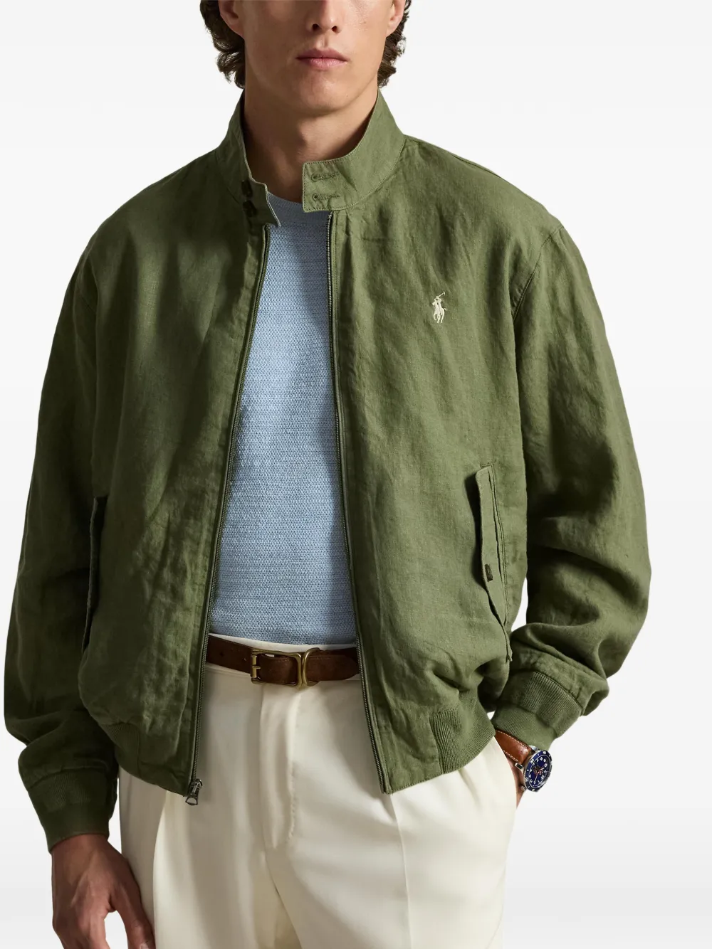 Polo Ralph Lauren Bedford linnen jack met rits Groen