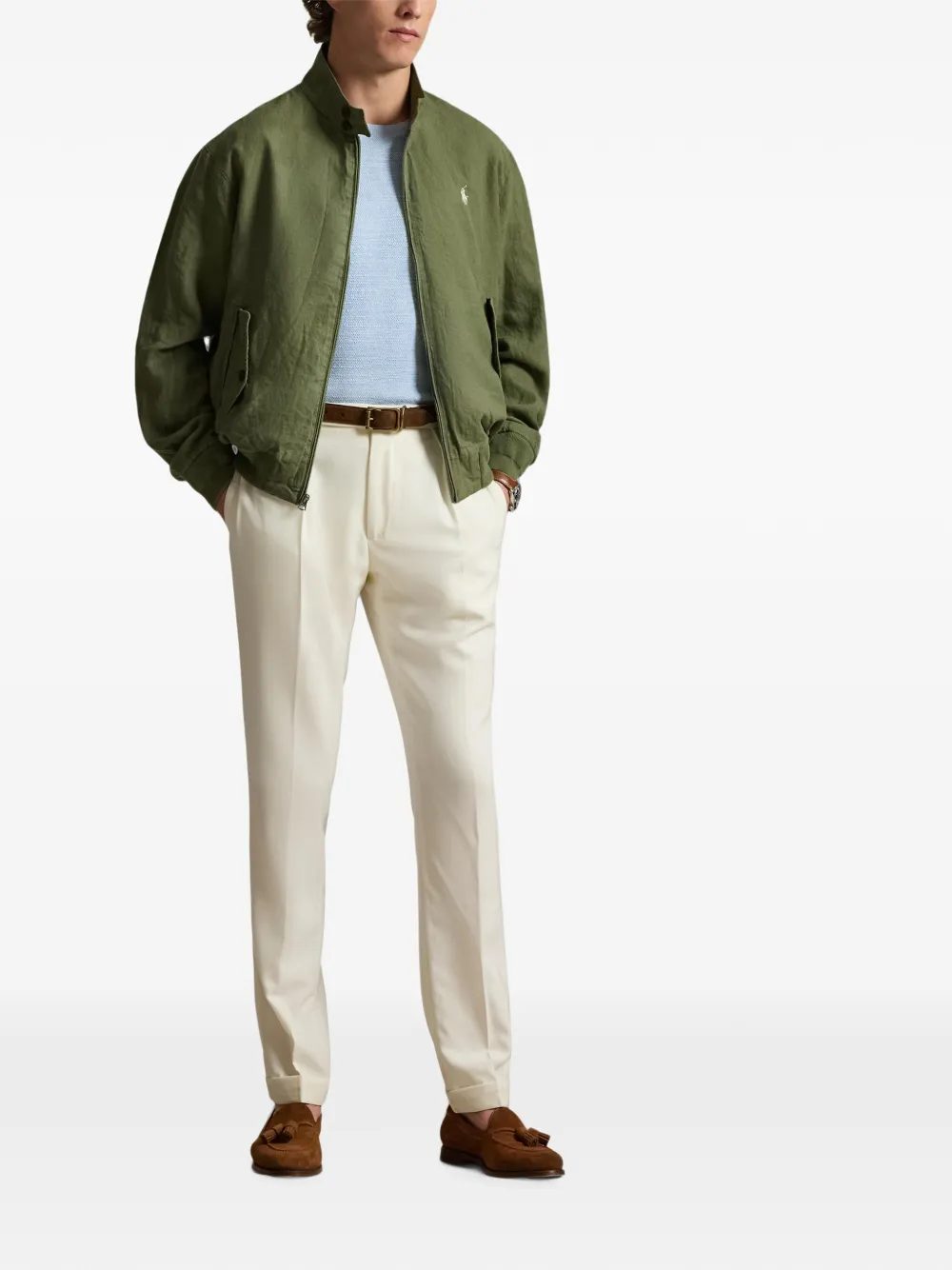 Polo Ralph Lauren Bedford linnen jack met rits Groen