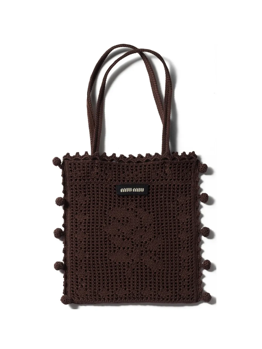 Miu Miu Borsa a mano in cotone all'uncinetto - Marrone