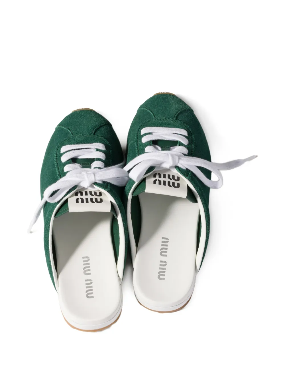 Miu Plume suède muiltjes Groen