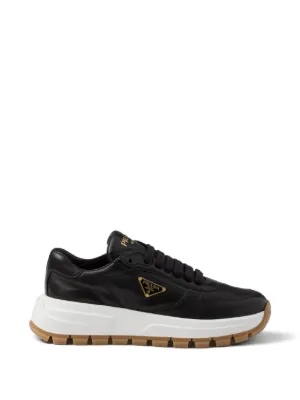 Prada triangle-logo Leather Sneakers | Black | FARFETCH