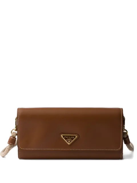 Prada leather wallet with shoulder strap