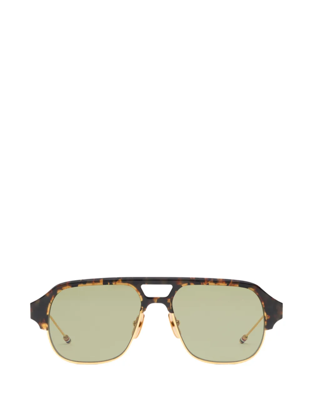 Thom Browne Eyewear tortoiseshell-effect pilot sunglasses - Marrone