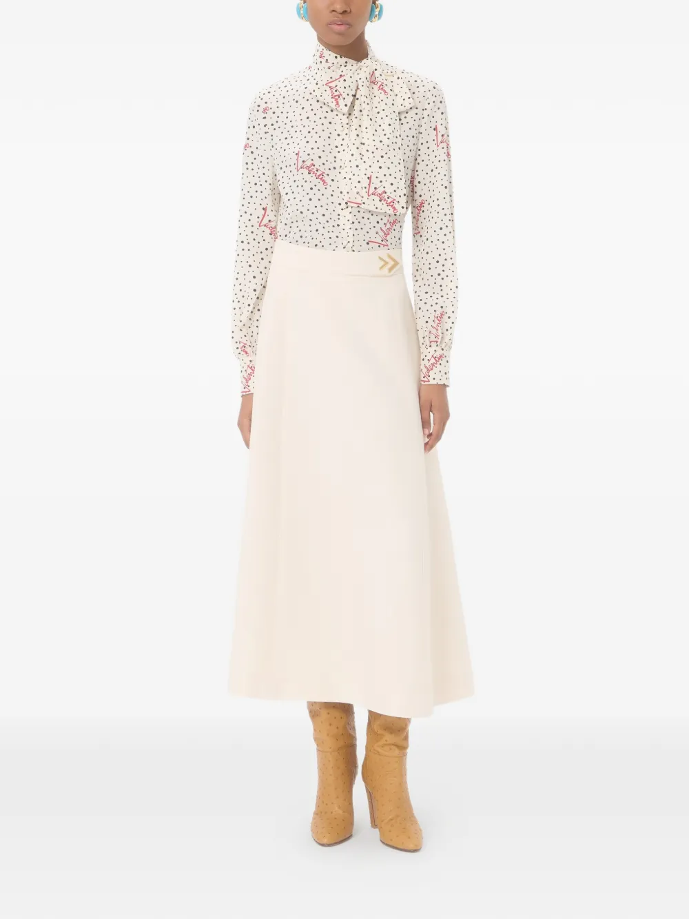 Valentino Garavani VLogo A-lijn midi-rok Beige