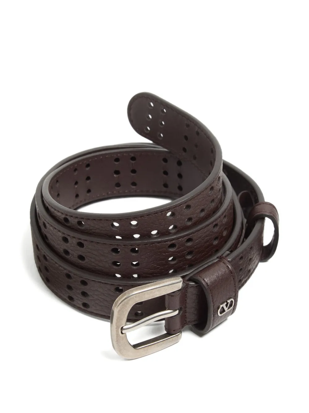 Valentino Garavani VLogo Signature riem in geperforeerd leer Bruin