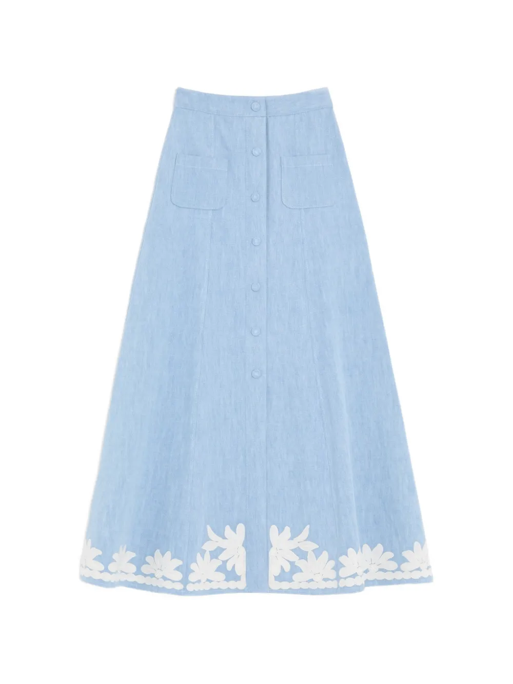 Valentino Garavani Denim-Midirock mit Stickerei - Blau