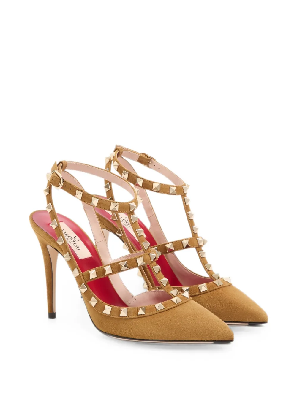 Valentino Garavani Rockstud suede pumps 100mm Beige