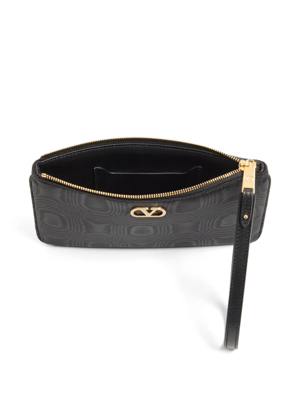 Valentino Garavani VLogo Signature clutch van moiré stof met logo Zwart