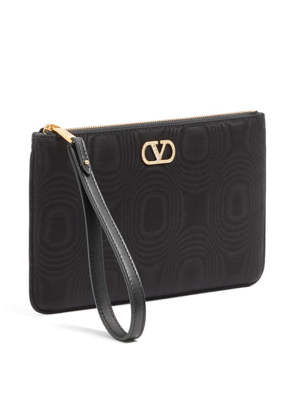 Valentino Garavani VLogo Signature clutch van moiré stof met logo Zwart