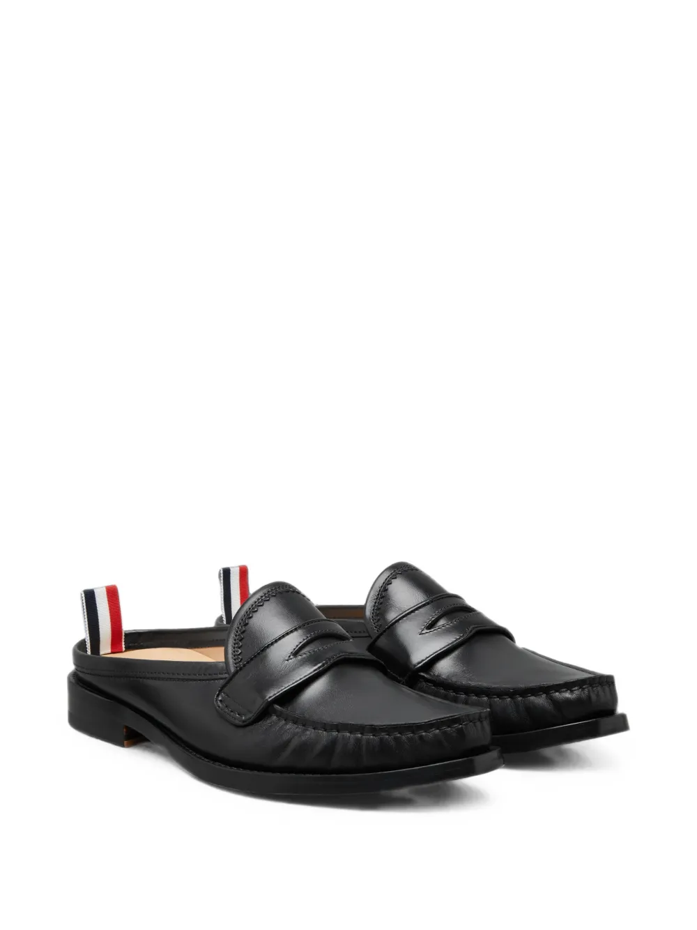 Thom Browne Kalfsleren geplooide loafer muiltjes Zwart