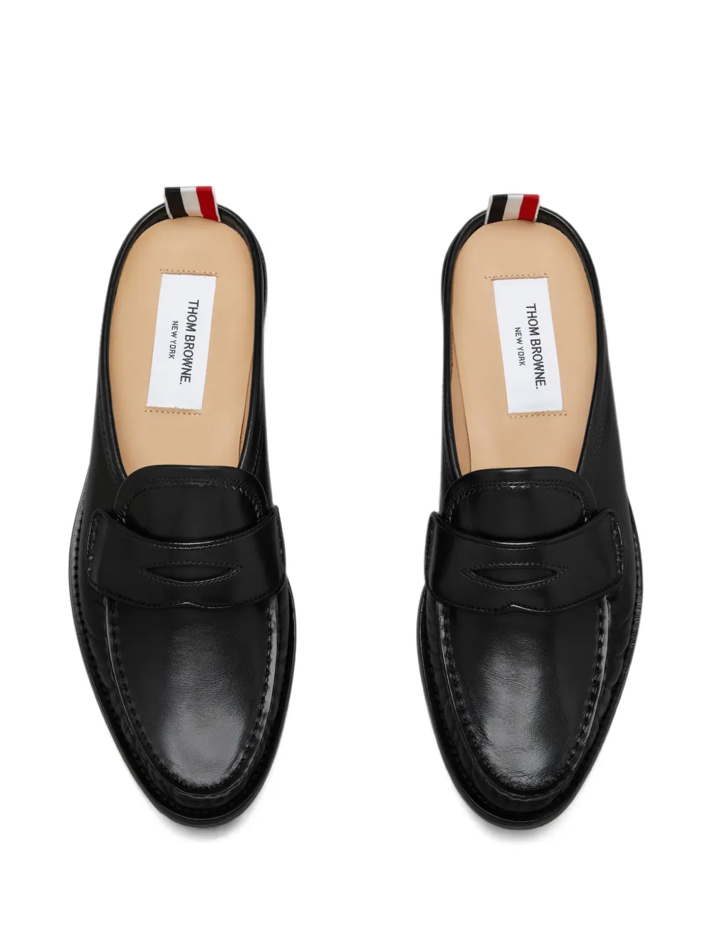 Thom Browne Kalfsleren geplooide loafer muiltjes Zwart