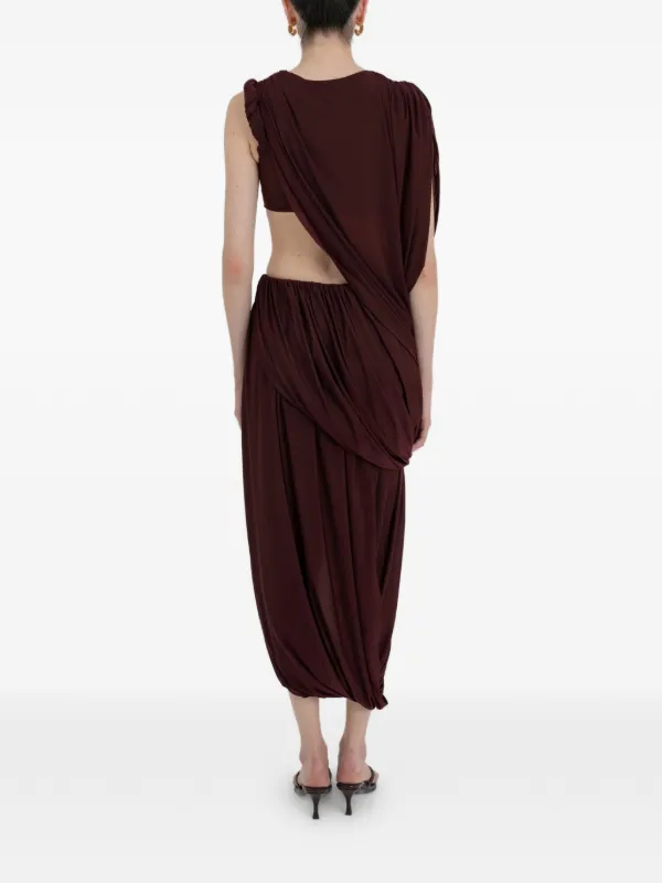 Maygel Coronel Guerrero Draped Asymmetric Dress | Brown | FARFETCH ID