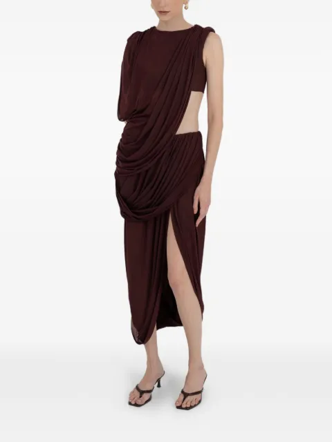Maygel Coronel Guerrero draped asymmetric dress