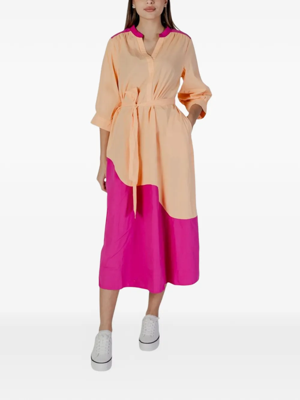 b.young colour-block shirt midi dress - Arancione