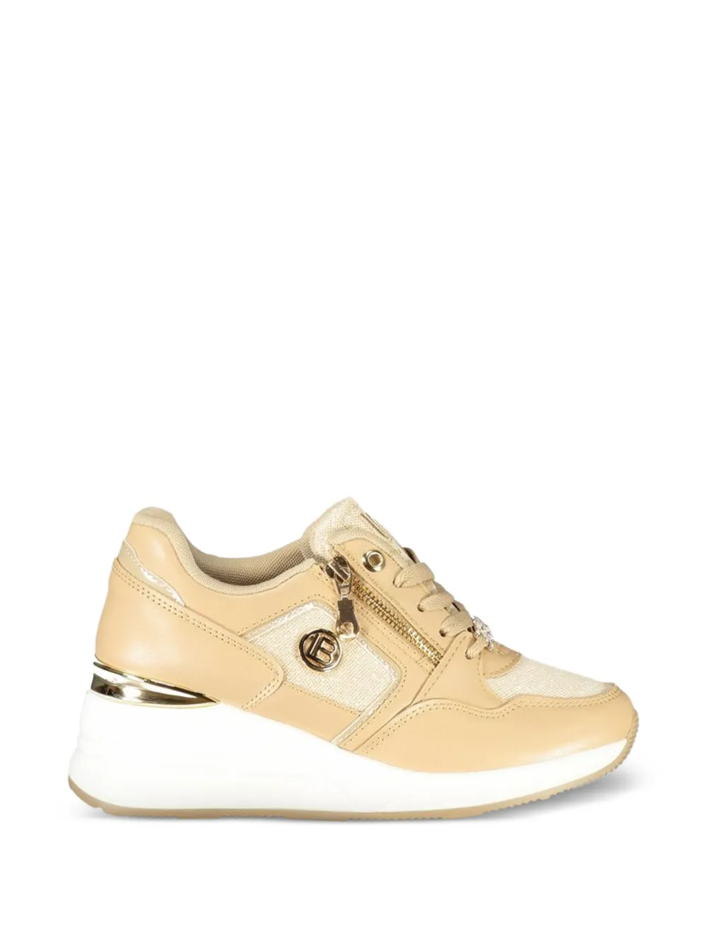 Laura Biagiotti zip-accent lace-up sneakers Beige