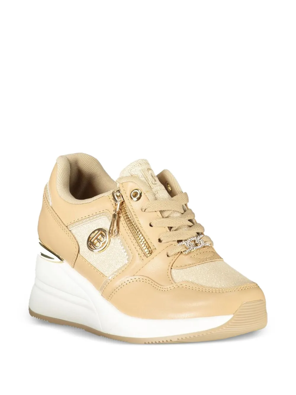 Laura Biagiotti zip-accent lace-up sneakers Beige
