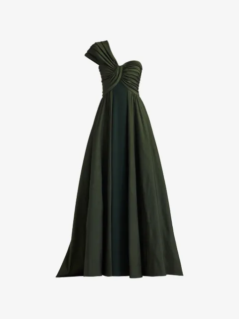 Tadashi Shoji Abito lungo monospalla con ruches