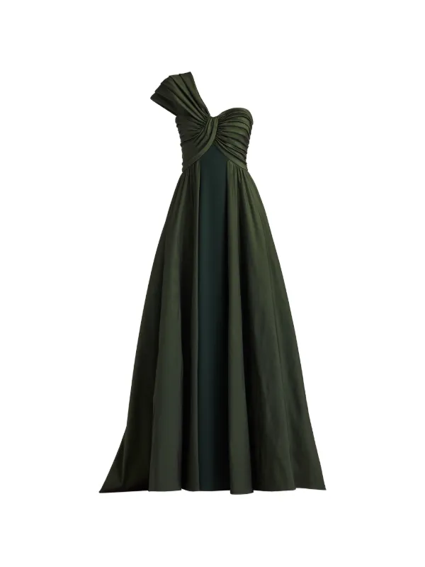 Tadashi Shoji one-shoulder ruched-bodice Maxi Dress | Green | FARFETCH