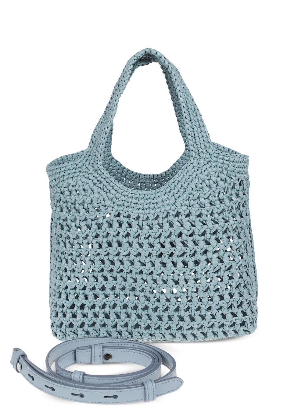 Tod's logo-appliqué crochet-knit tote bag - Blu