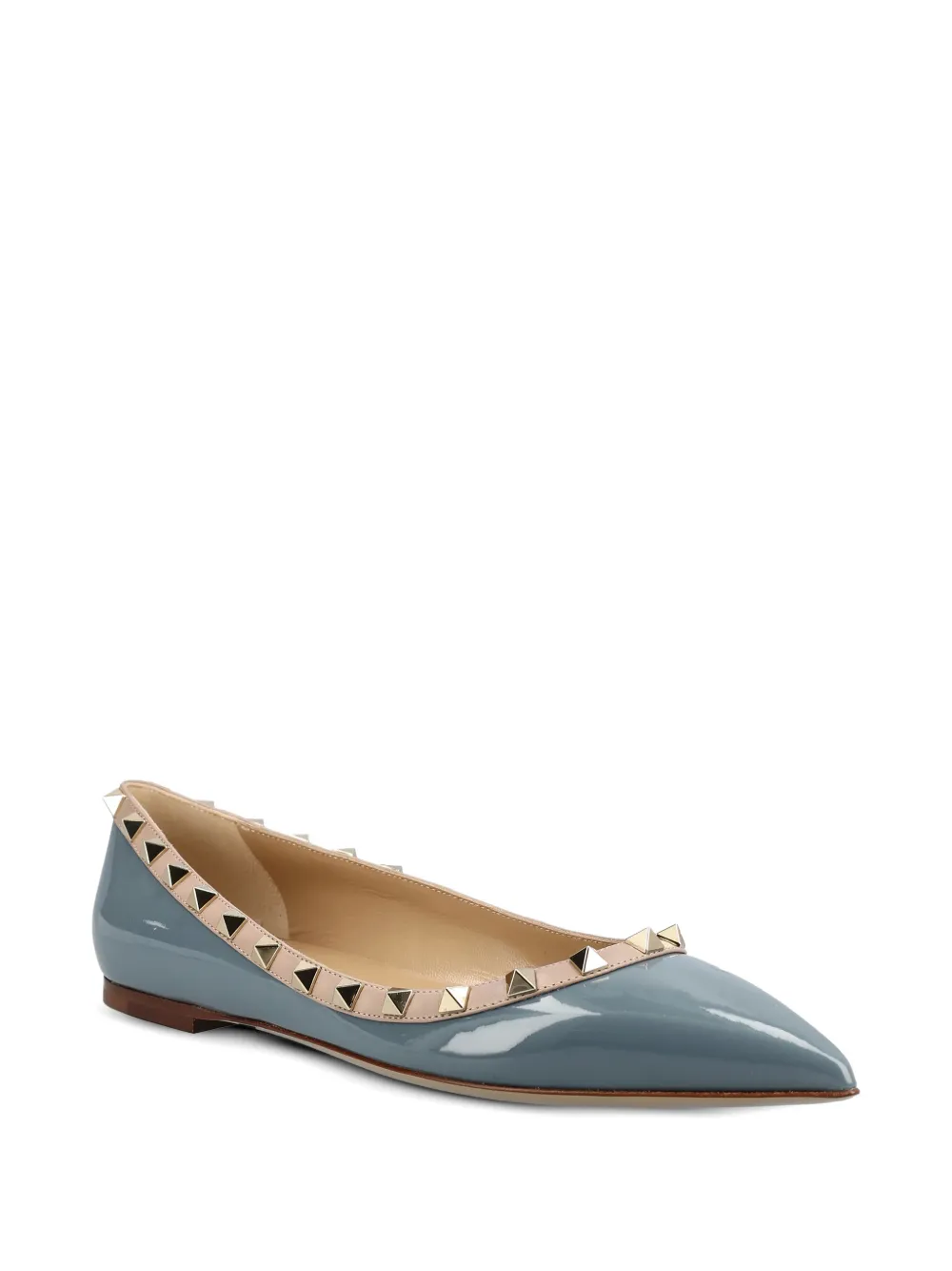 Valentino Garavani Rockstud patent ballet flats Blauw