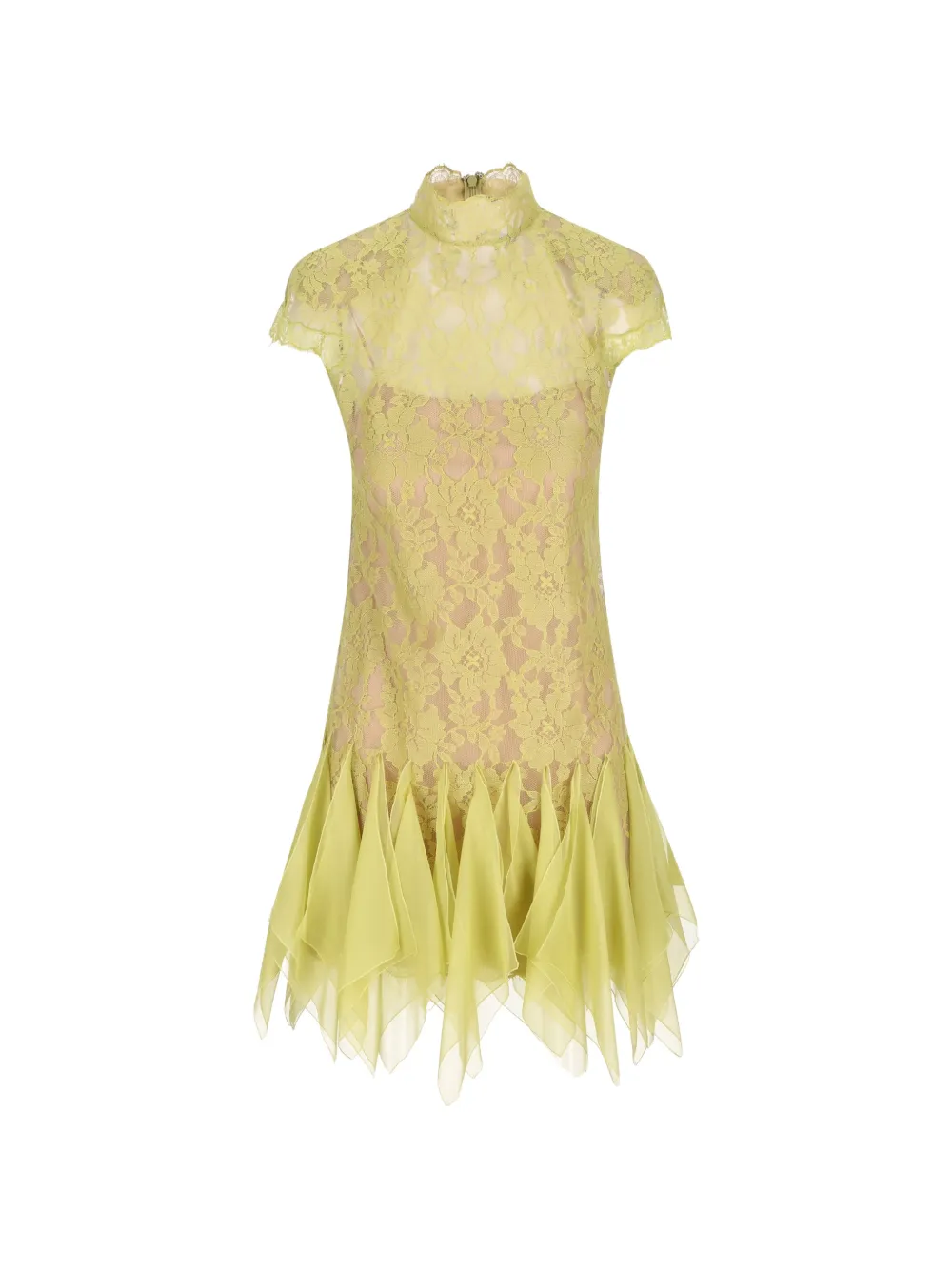 Valentino Garavani handkerchief-hem lace mini dress - Giallo