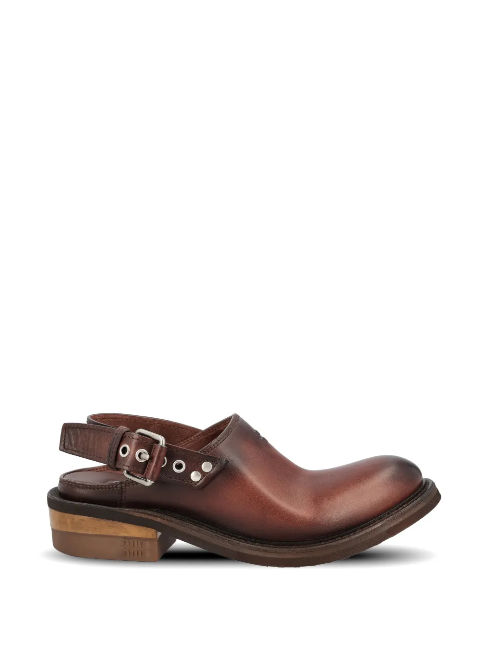 Miu buckle-fastening leather mules Bruin