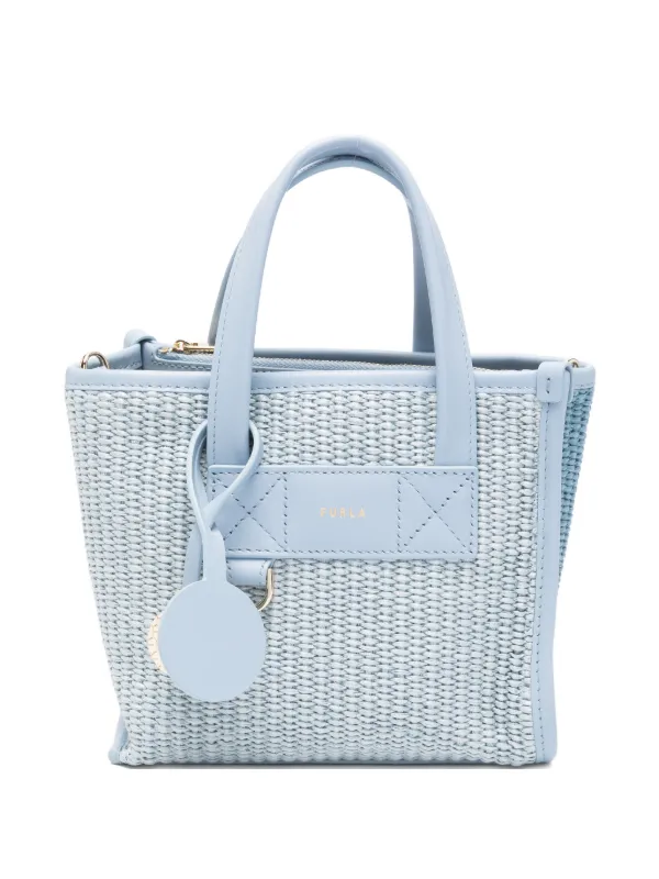 セール　FURLA かごトートバッグ ライトブルー ホワイト　新品 レディース FURLA かごバッグ ライトブルー トートバッグ