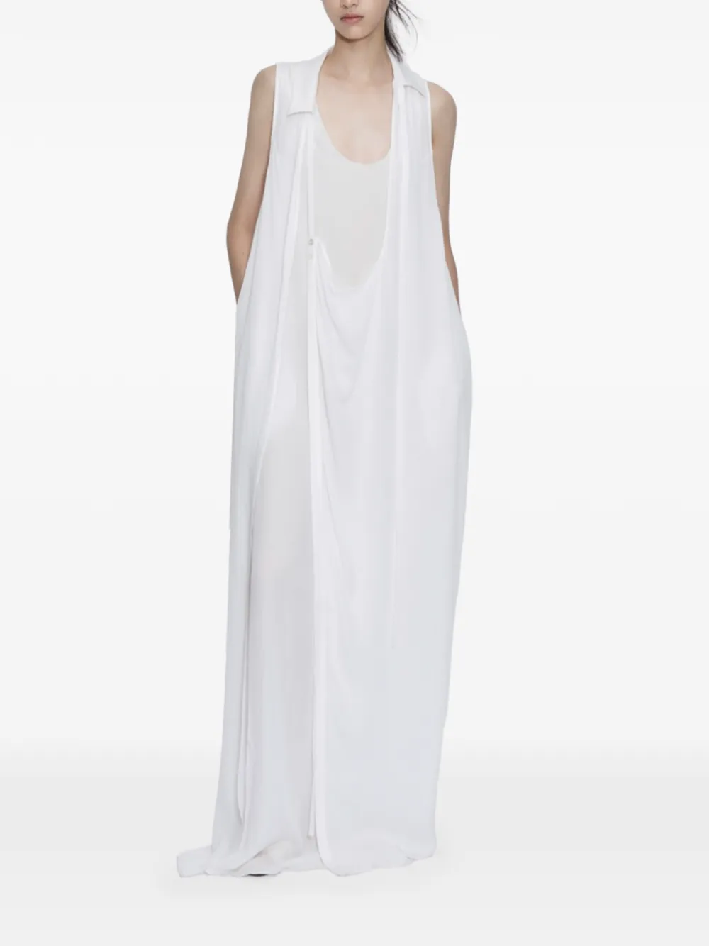ili node Theron draped-detail maxi dress - Bianco