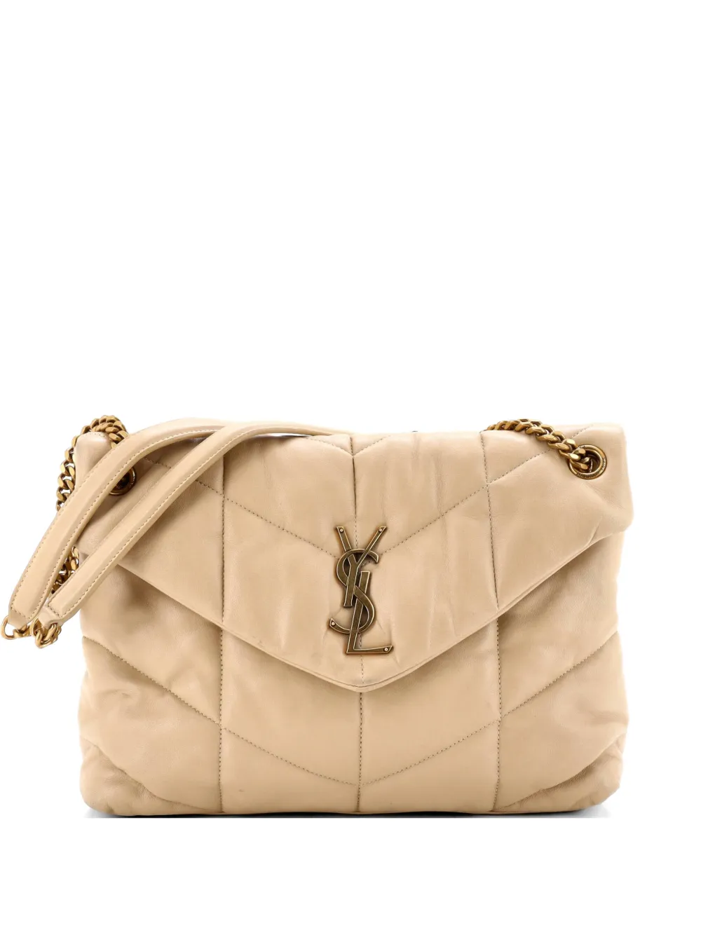 Saint Laurent Pre-Owned Mittelgroße Loulou Puffer Schultertasche mit Steppung - Nude
