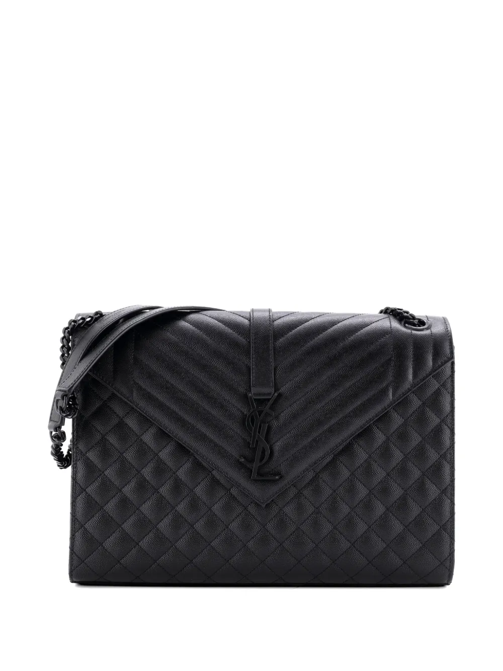 Saint Laurent Pre-Owned Classic Monogram Envelope Satchel Mixed Matelasse Leather Large shoulder bag - Nero