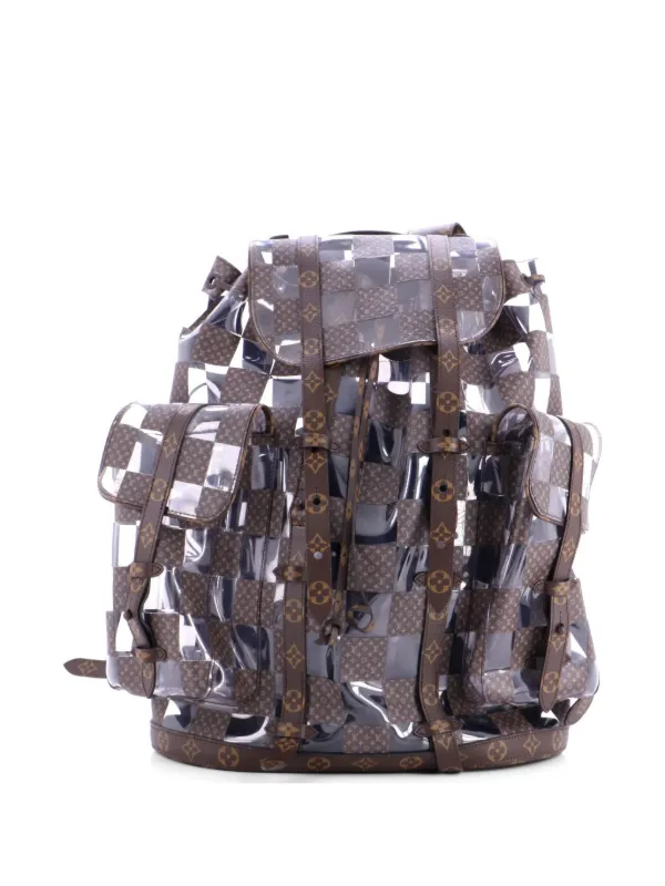 louis vuitton christopher gm backpack LOUIS VUITTON Monogram Prism Backpack/Day – NUIR VINTAGE sized backpack with two exterior side pockets and numerous functional pockets inside Christopher Backpack MM for Men