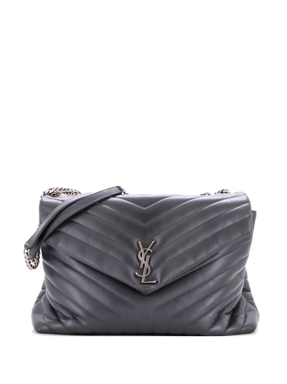 Saint Laurent Pre-Owned Loulou Matelasse Chevron Leather Large shoulder bag - Grigio