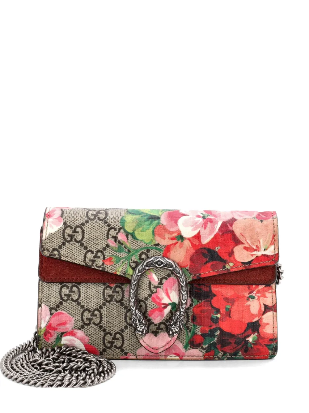 Gucci Pre-Owned Dionysus Bag Blooms Print GG Coated Canvas Super Mini crossbody bag - Marrone