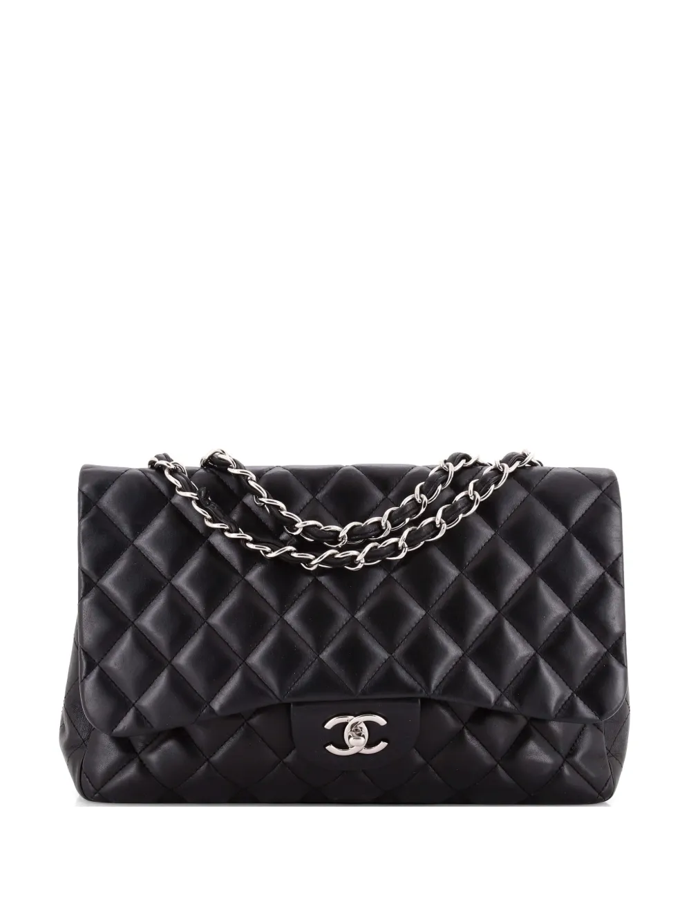 CHANEL Pre-Owned Borsa a spalla Jumbo in pelle di agnello trapuntata con battente - Nero