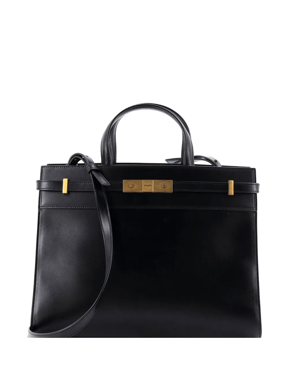 Saint Laurent Pre-Owned Kleine Manhattan Schultertasche aus Leder - Schwarz