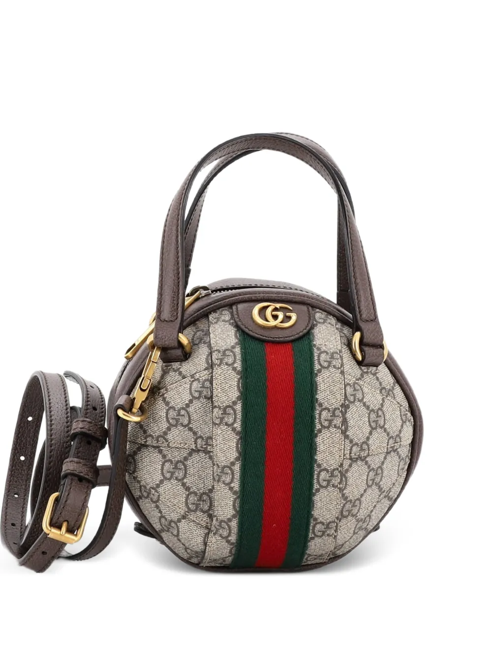 Gucci Pre-Owned Borsa a spalla Ophidia mini in tela cerata GG - Marrone