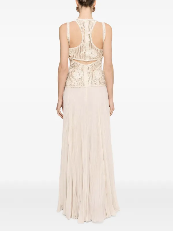 pleated crochet maxi dress Introducing the crochet bustier pleated vintage dress/ gown, by some of my  previous favoritesthe Shell Stitch Dress, Bustier Crochet Top, and my  Pleated Crochet Gown. By combining these ideas, I
