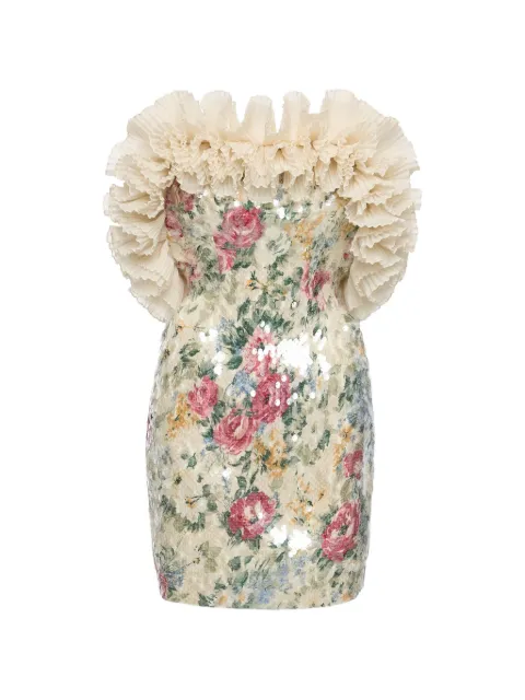 NISSA robe courte ornée de sequins à dos ouvert