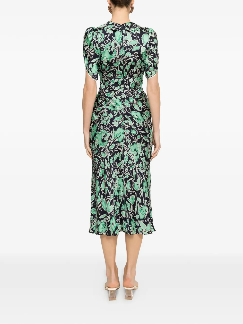 NISSA Cupro midi-jurk met print Blauw