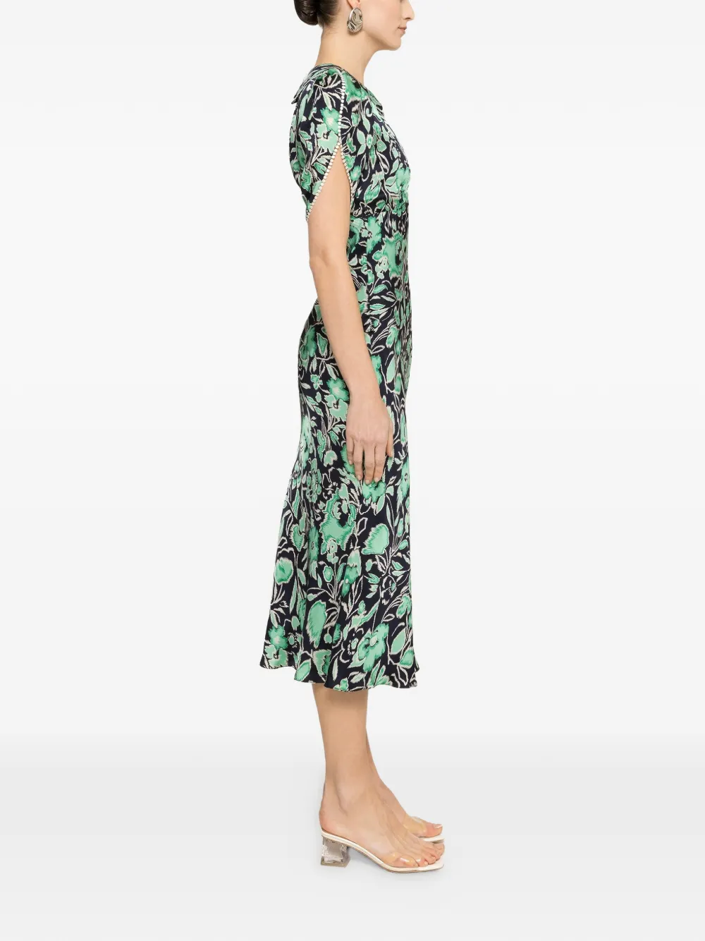 NISSA Cupro midi-jurk met print Blauw