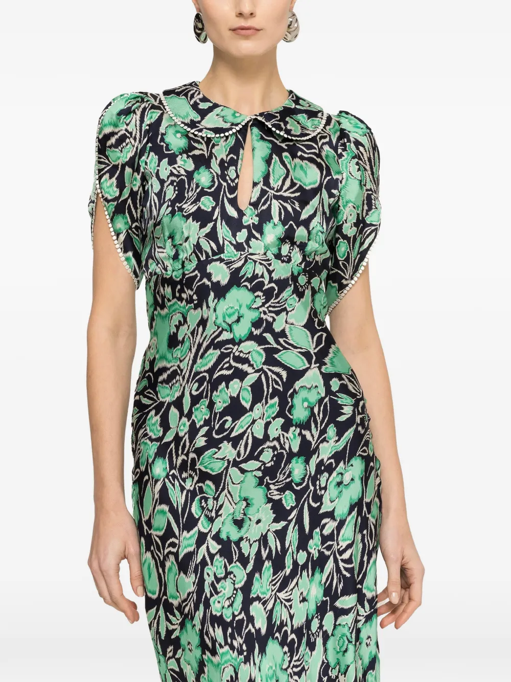 NISSA floral-print midi dress - Blu