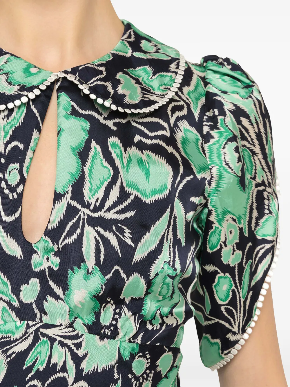 NISSA Cupro midi-jurk met print Blauw