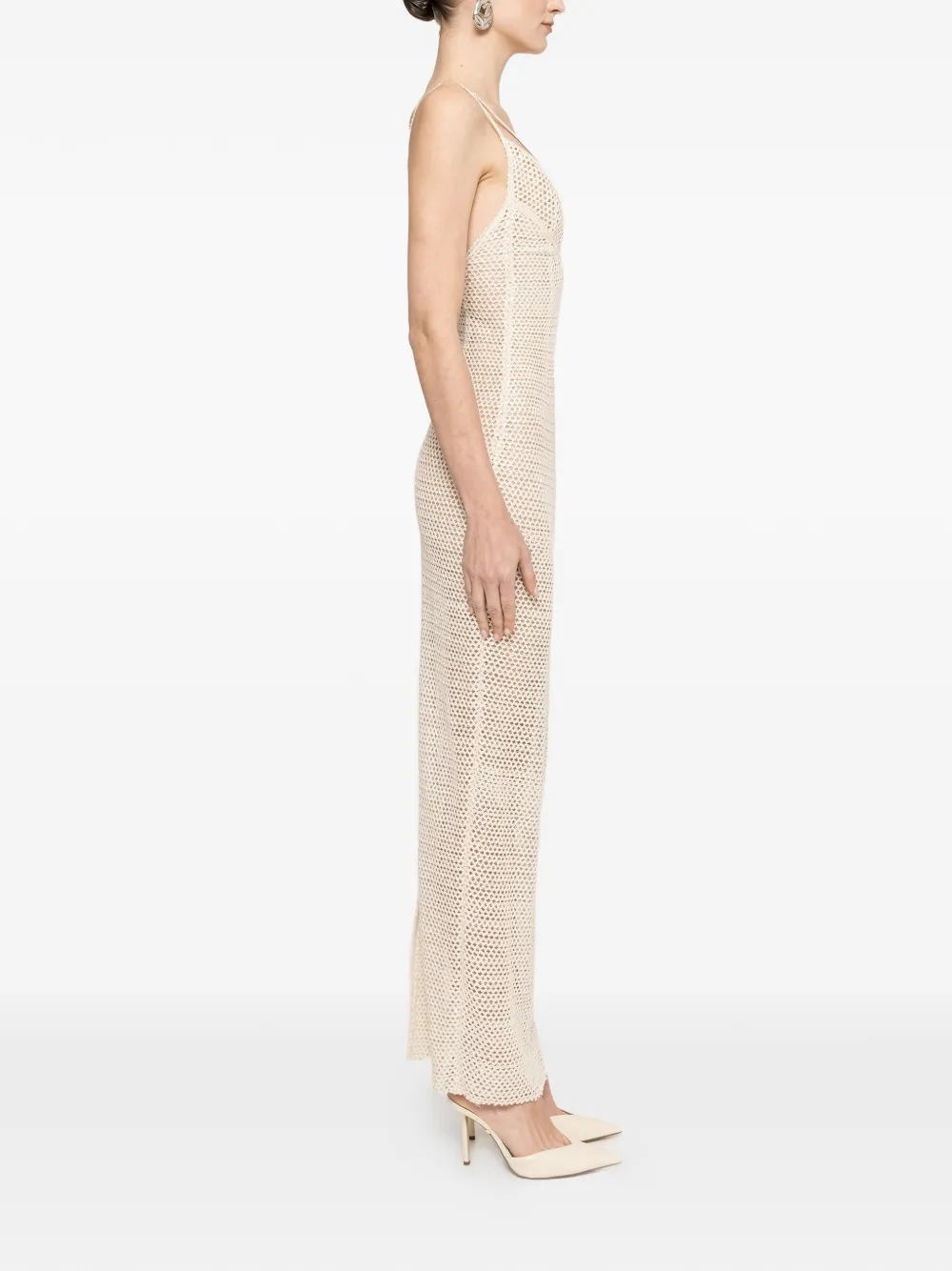 NISSA Mesh maxi-jurk met pailletten Wit